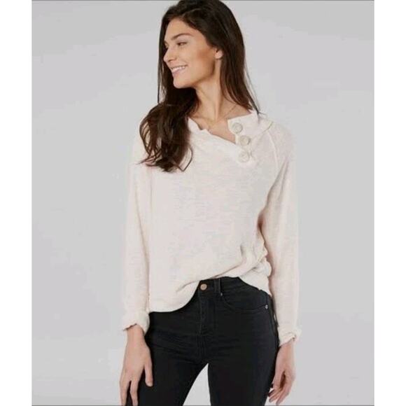 Free People We The Free Don't Forget Me Top Medium Cream Button Detail - Picture 1 of 6
